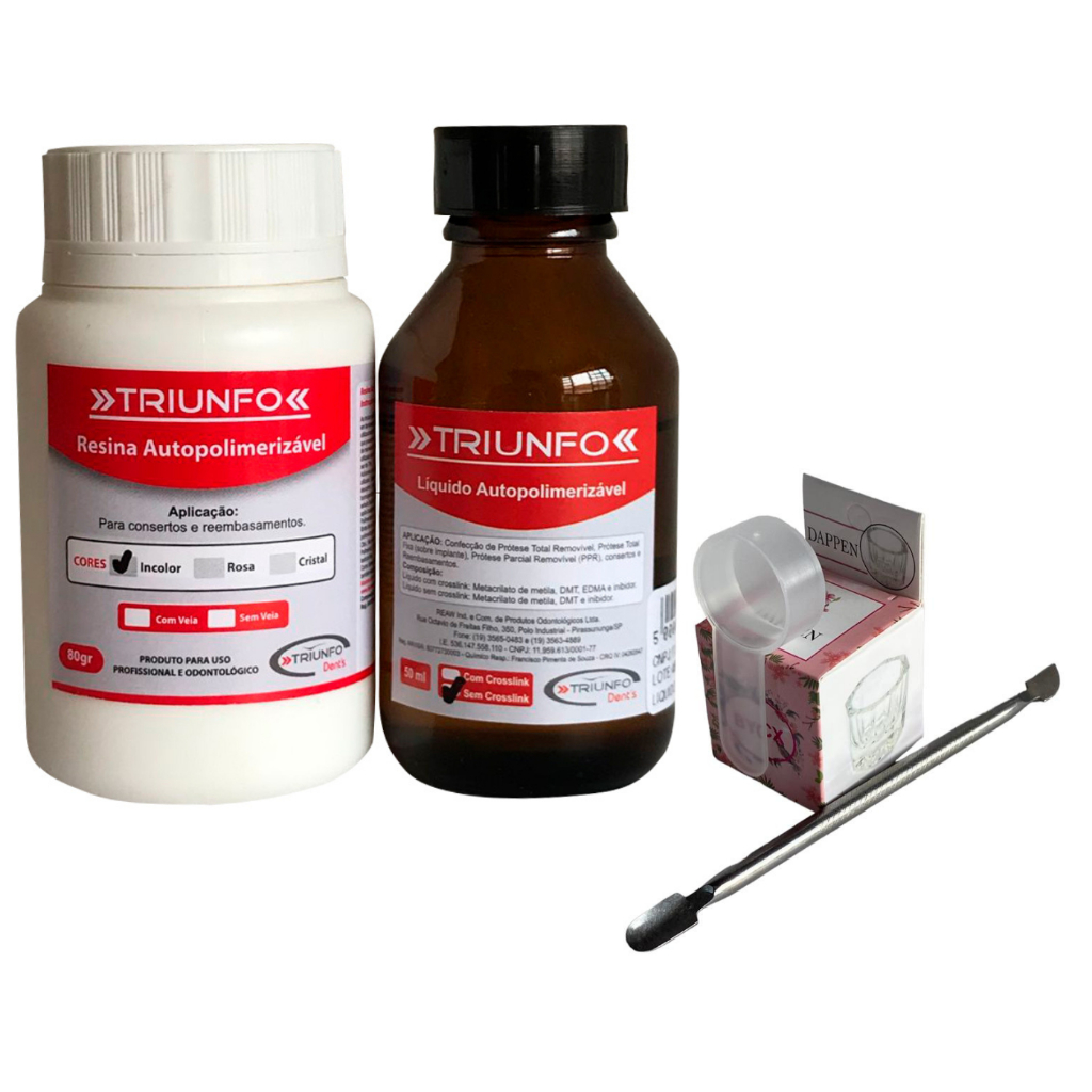 Kit Resina Acrílica Auto Pó 80gr + Liquido 50ml Triunfo