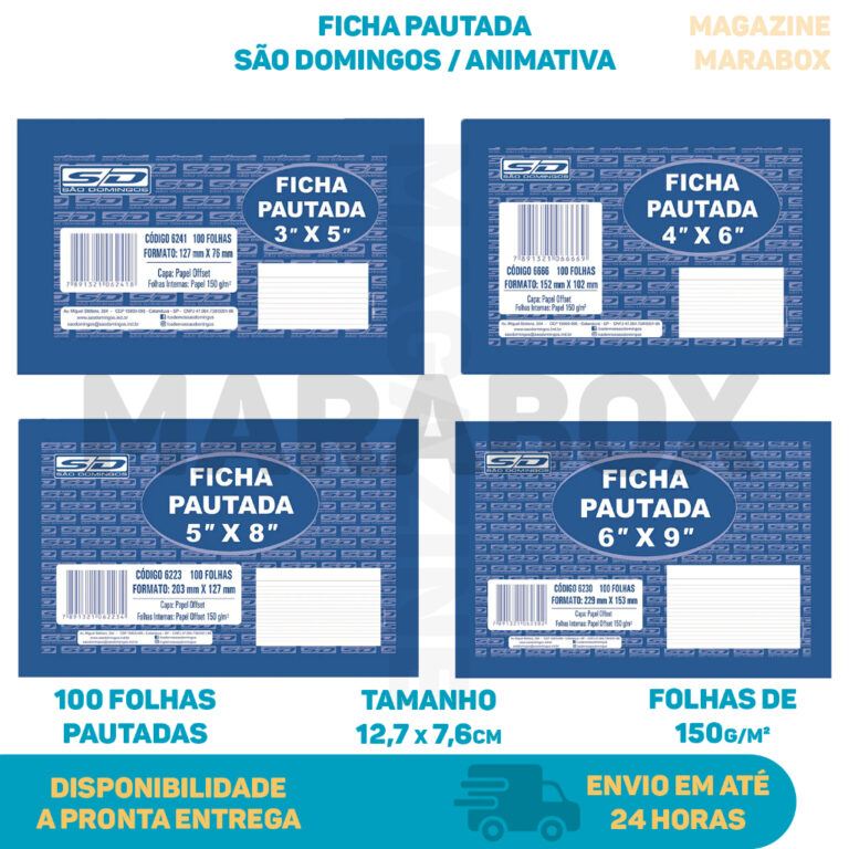 Ficha Pautada Bloco com 100 Folhas