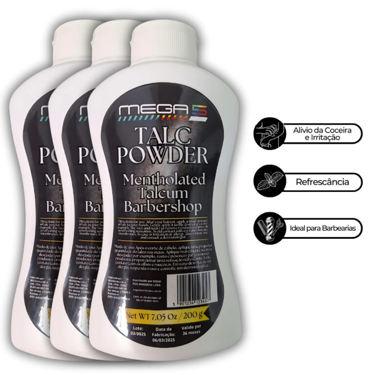 3 x Talco Ultra Fino Cabelo Corte Barbearia Salão