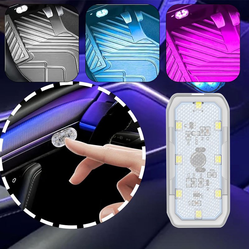Luz Ambiente Automotiva Iluminação Interior LED para Carro USB Recarregável De Teto Com sensor Branc