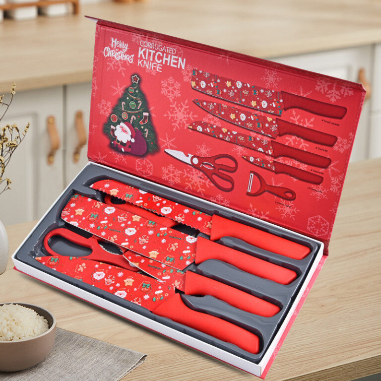 Jogo 7 facas Rosa Profissional Cozinha- Faqueiro G