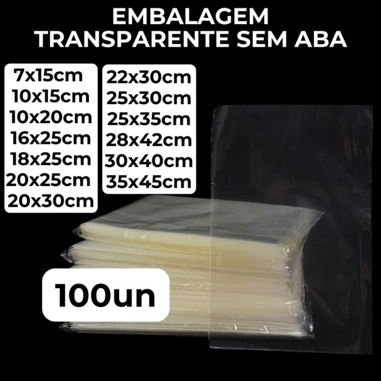 100 Unidades Saco Plástico Transparente Brilhante