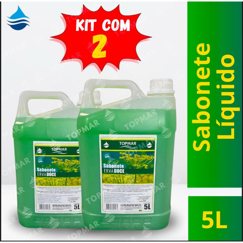 kit c/ 2 Sabonetes Líquidos Perolizados Erva doce TOPMAR – 5 litros