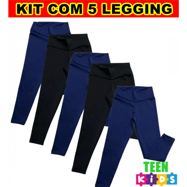 Kit C/ 3 Calças Legging Lisa Infantil Juvenil Esc