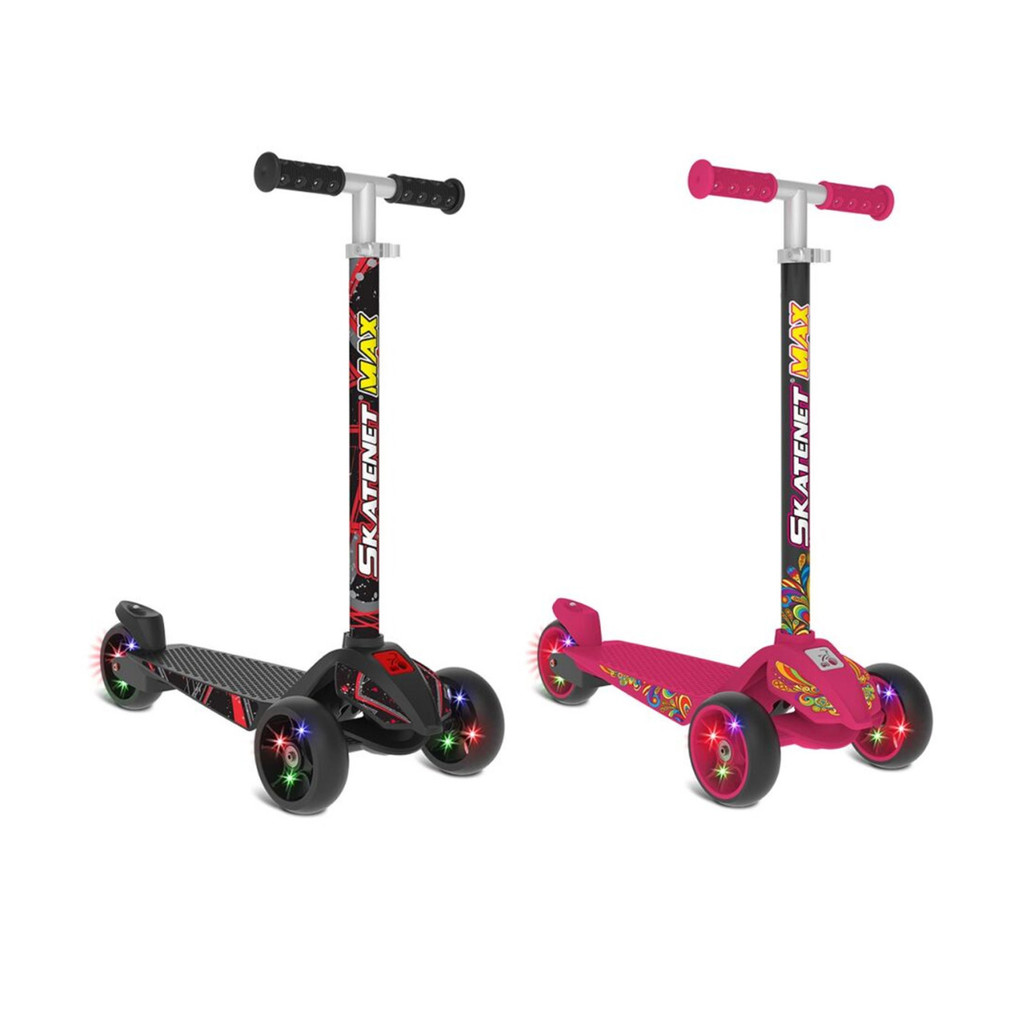Patinete Infantil 3 Rodas Com Luz Led Skatnet Ajustável Para Crianças Bandeirante