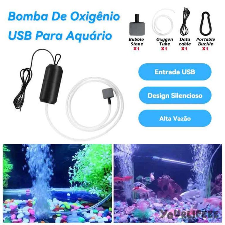 Bomba de Aquário USB Portátil para Oxigenação 