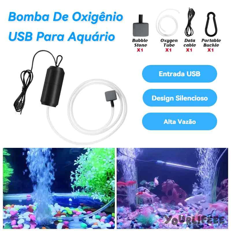 Bomba de Aquário USB Portátil para Oxigenação Eficiente em Tanques de Água Doce e Salgada
