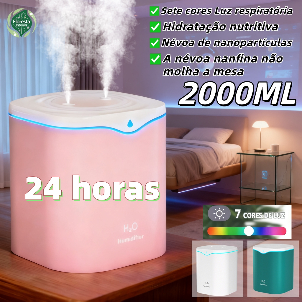 Umidificador De Ar E Aromatizador Grande 2 Litros Bicos Dupla Difusor Aromatizador De Ambiente