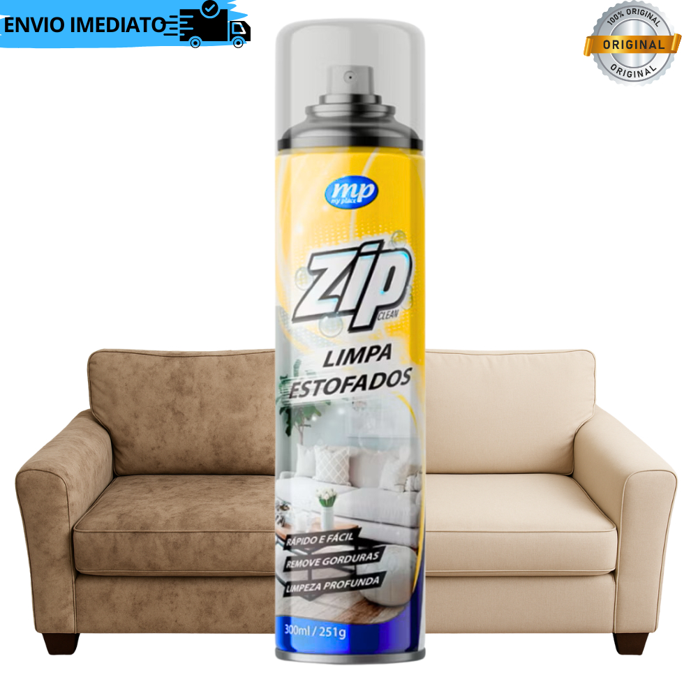 Espuma Spray Zip Clean 300ml Limpa a Seco Sofá, Estofado, Banco de Carro Limpeza Profunda