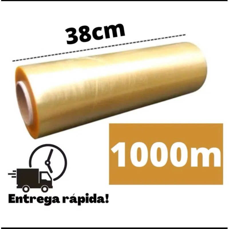 Rolo de Bobina Plastico Filme stretch Pvc Esticavel Resistente 38 cm X 1000 metros..