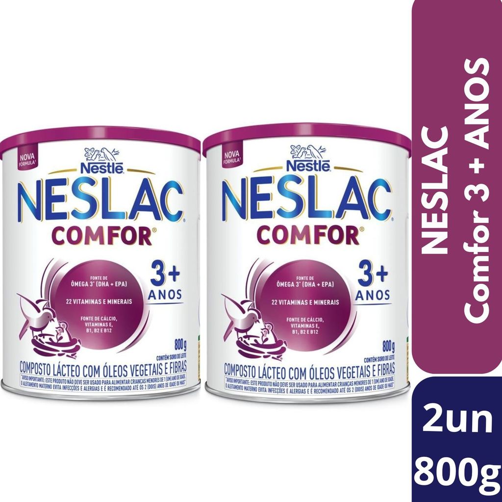 KIT 2 Nestle Composto Lácteo Neslac Comfor 3+ 800g