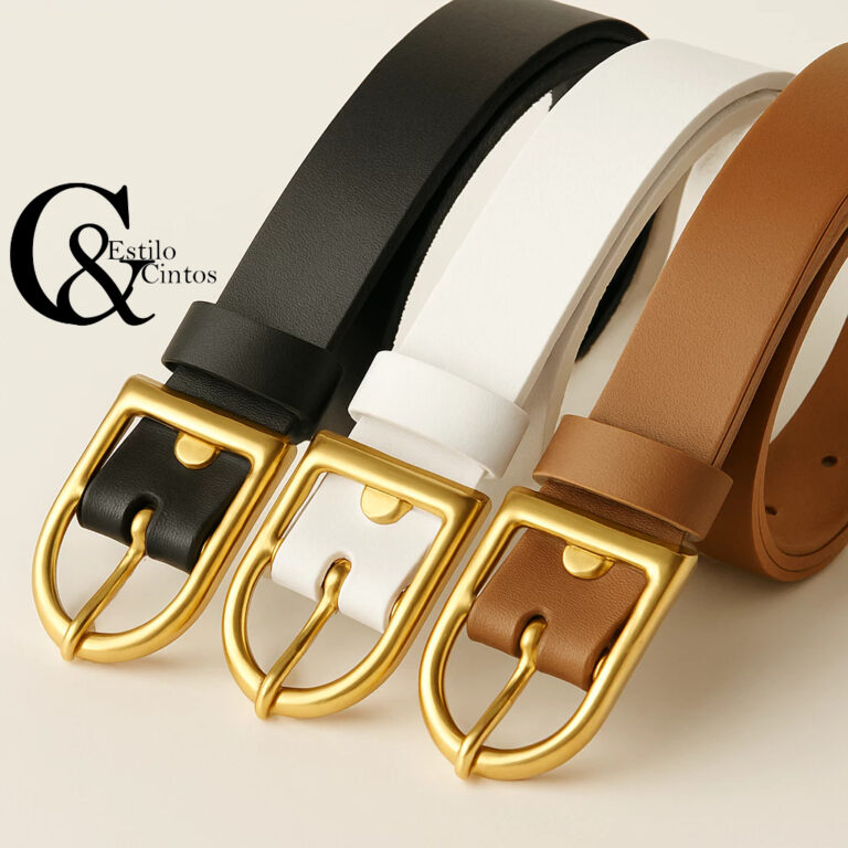 Kit 3 Cinto Feminino Couro Elegante com Fivela Dou
