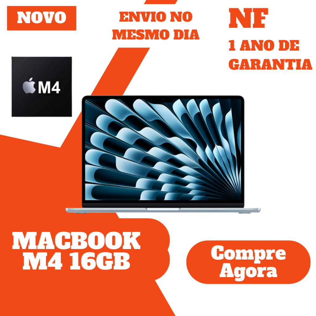MacBook Air / Pro M4 16GB RAM 13 15 256GB 512GB Original  Lacrado  Envio Imediato  Nota Fiscal