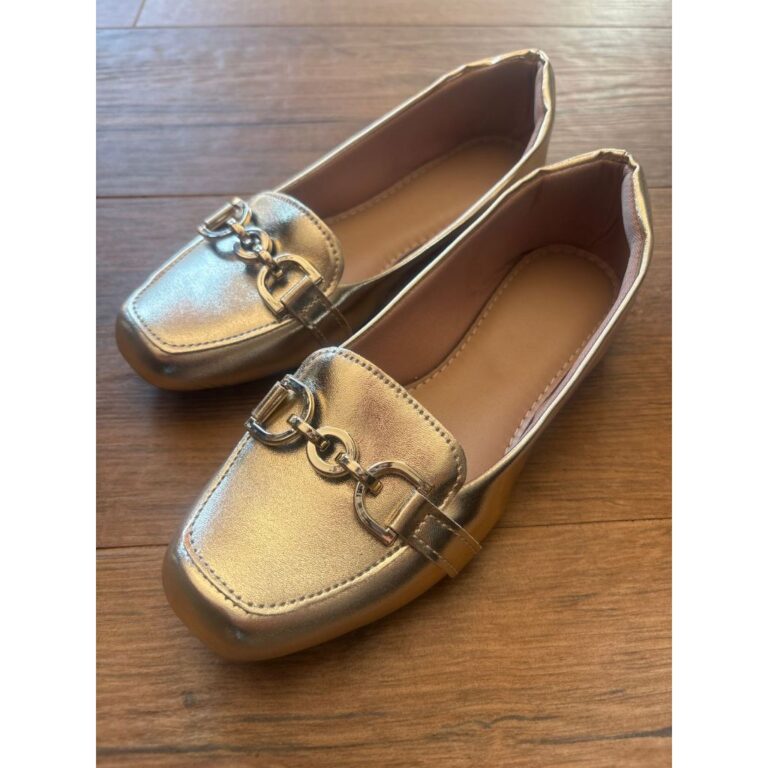 Sapatilha Feminina Mocassim Bico Quadrado Corrente