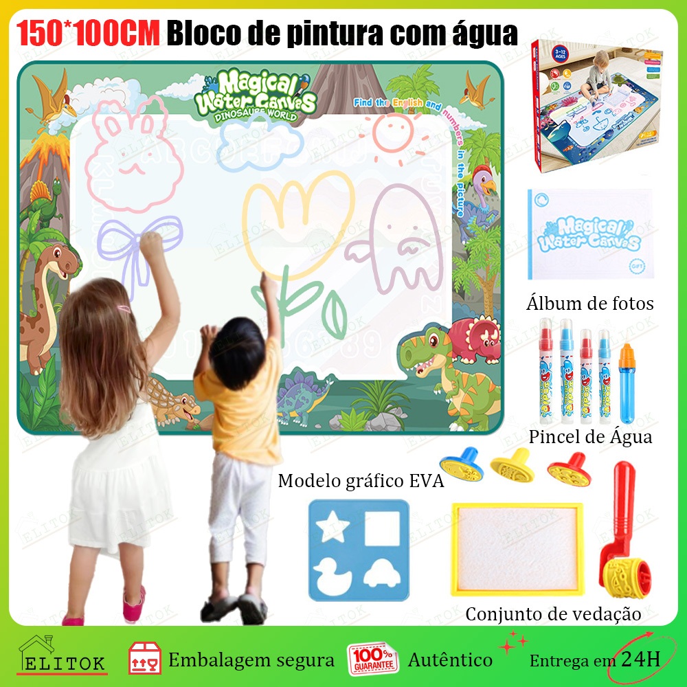 Tapete De Desenho De Água Grande 100x150cm Brinquedo Doodle Placa De Pintura Infantil Com 3 Canetas