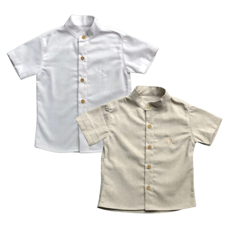 Camisa infantil gola padre linho menino juvenil