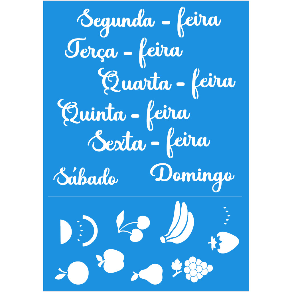 Stencil Semaninha e Frutinhas, pintura e em tecido, pano de prato artes Estencil Frutas