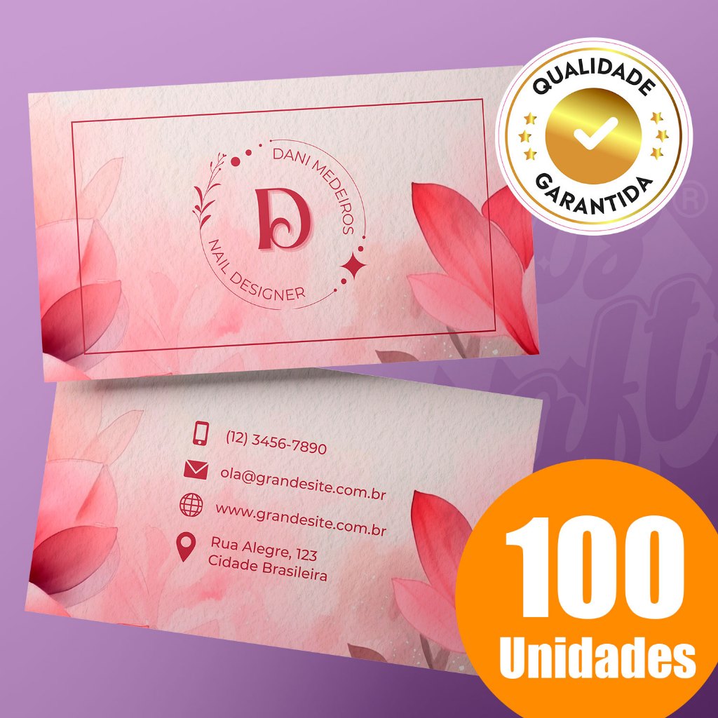 Cartão de Visita 9x5cm l 50 ou 100 unidades de cartões de visita l ENVIE SUA ARTE