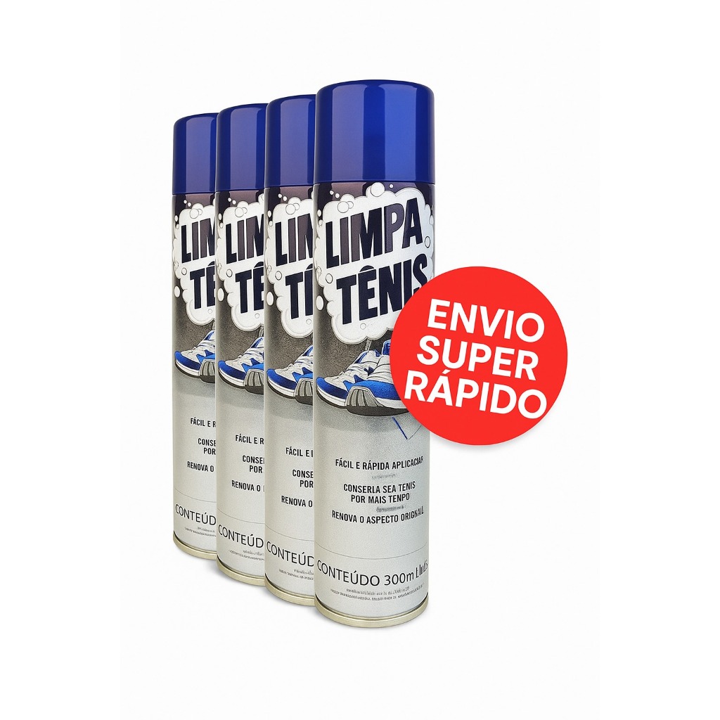 Limpa Tênis Espuma Spray Limpeza a Seco Remove Encardido Sujeira Branco e Colorido Profissional Petr