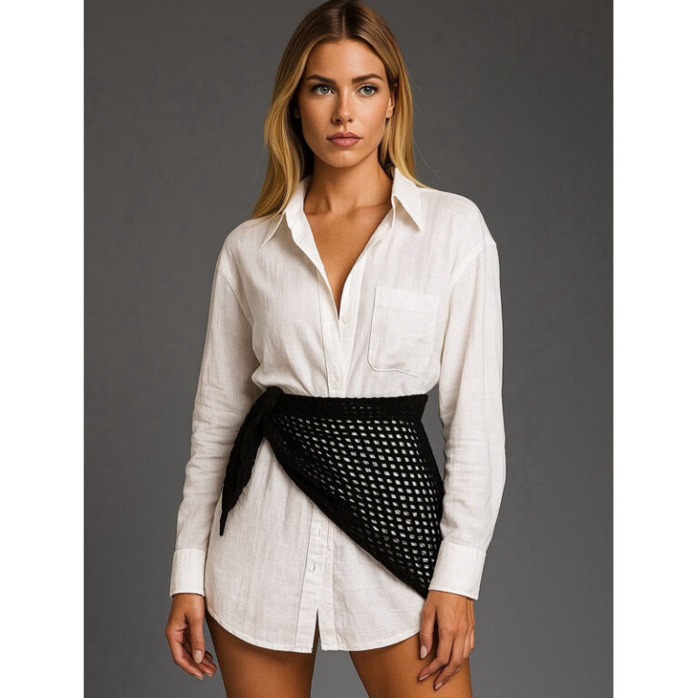 Lenço Bandana Tricot Ponto Croche Tendência Ver�