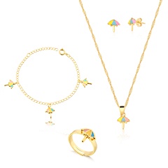 Kit Conjunto Infantil Guarda Sol com Colar, Pingen