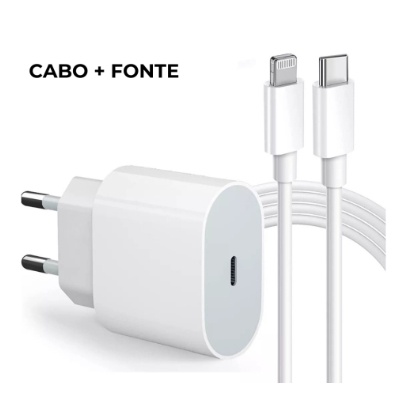 Kit Carregador iPhone Turbo Tipo-C 20W + Cabo Ligh