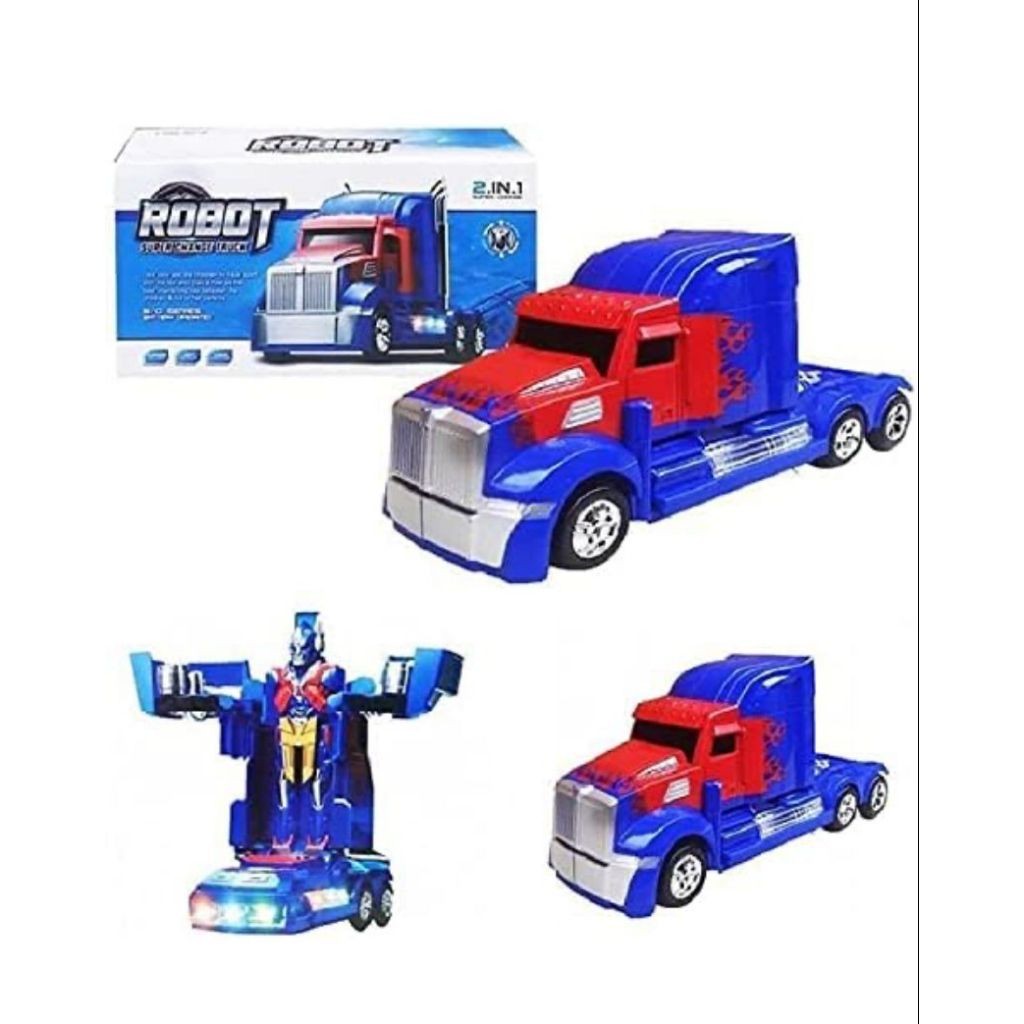 Caminhão vira Robo Brinquedos de menino bate e volta Carreta transformes com luz