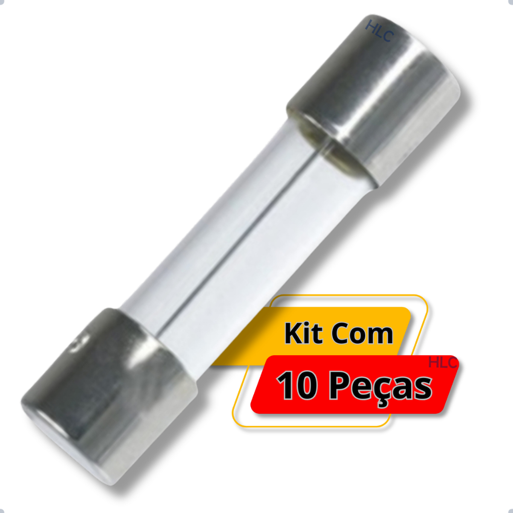 Fusível De Vidro c/ 2 Centímetros – 5x20mm – 0,5A 1A 1,5A 2A 3A 4A 5A ~ 10A 12A 15A 20A – Kit 10 Pçs