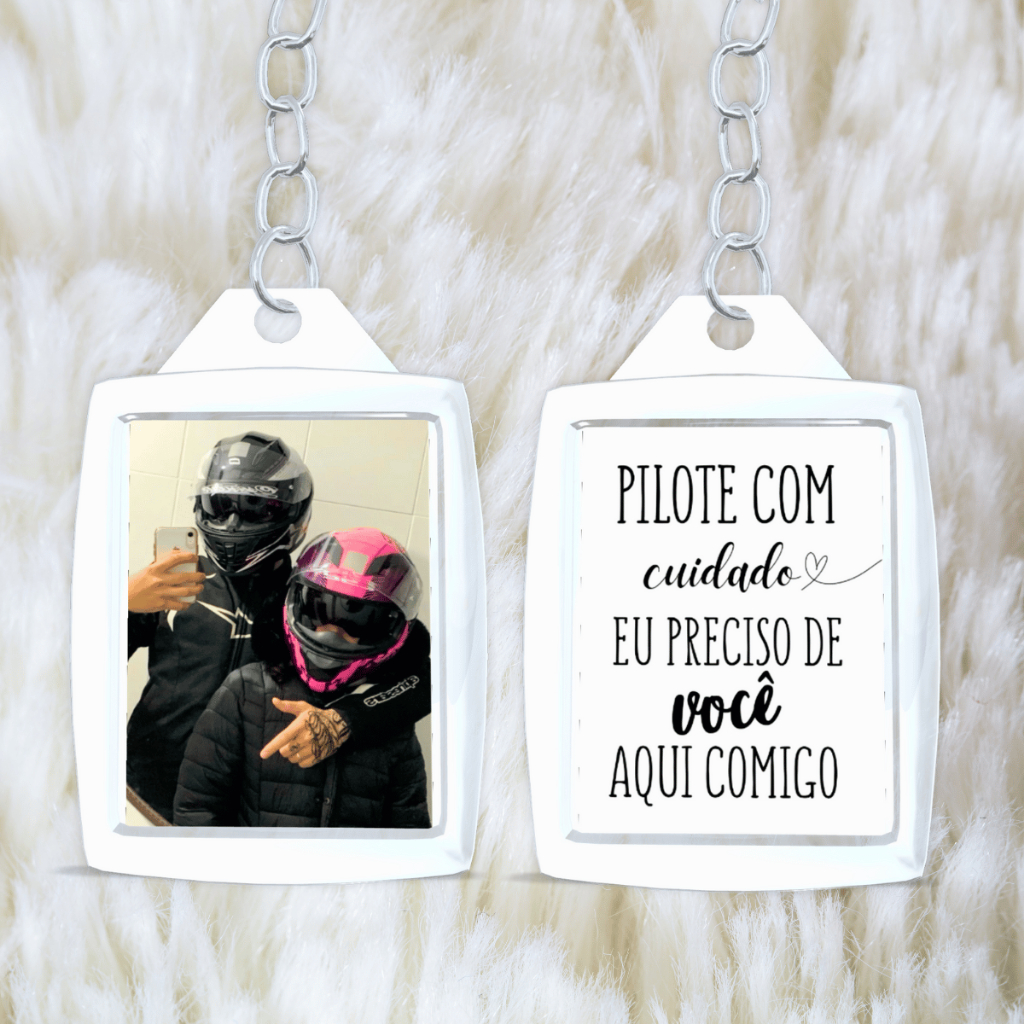 Chaveiro Personalizado Frente e Verso Pilote com Cuidado Presente Casal