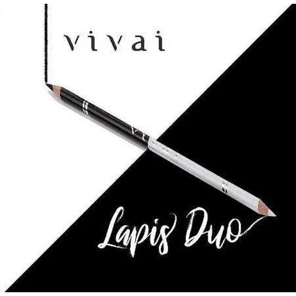 Unitário ou 3/6/12 Lápis Olho Vivai Duo Preto/Branco ou Todo Preto Alta Fixação