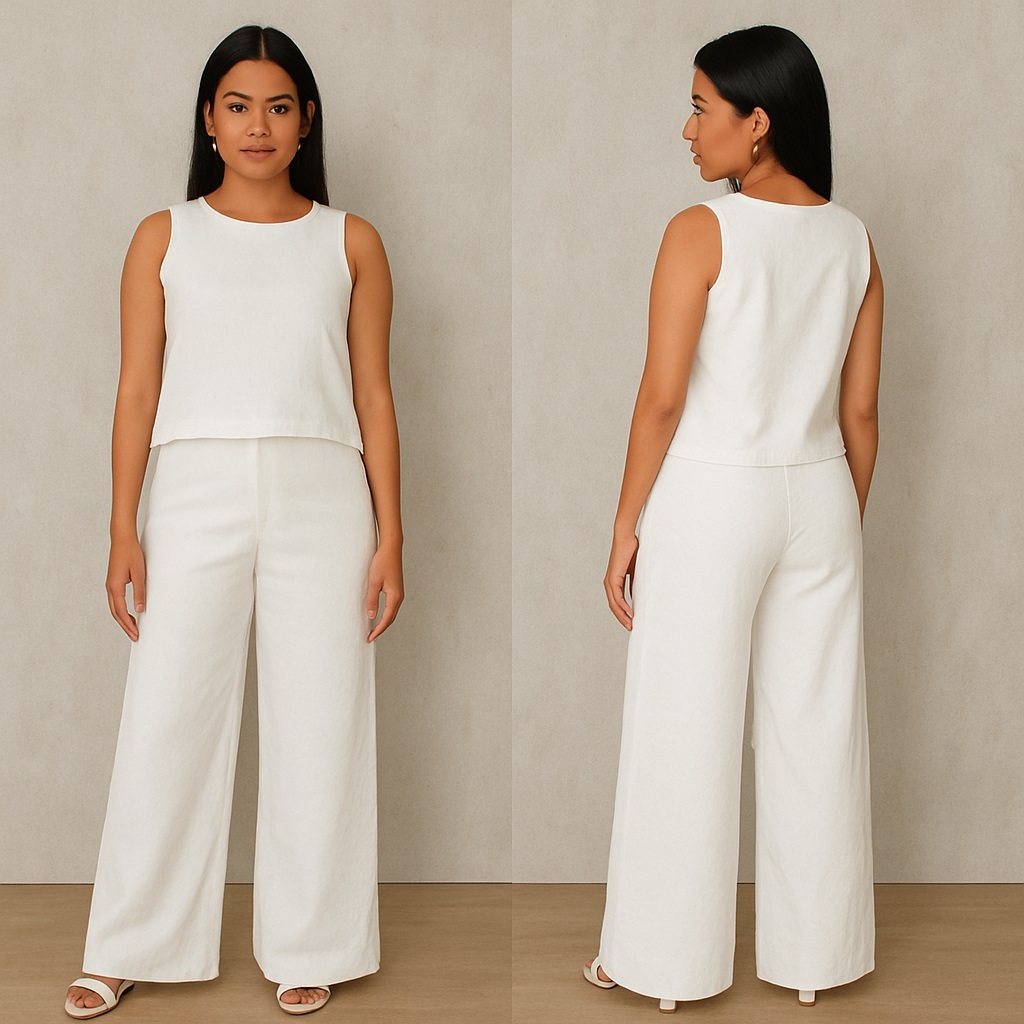 Conjunto Social Feminino Alfaiataria Premium | Calça Pantalona Fluida + Blusa Regata