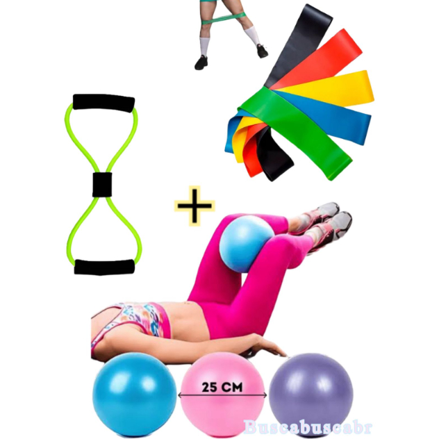 Bola 25 cm Suiça Pilates Pequena + Cross Tube + K