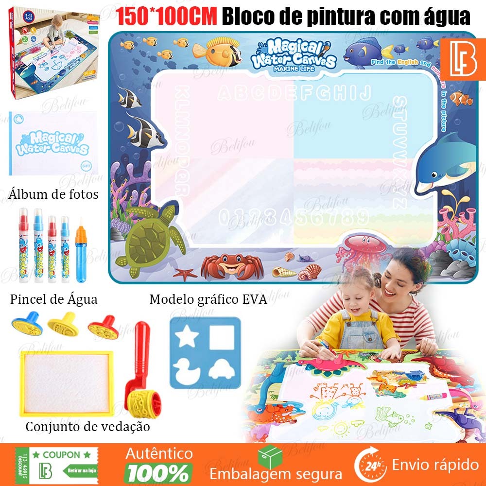 Tapete De Desenho De Água Grande 100x150cm Brinquedo Doodle Placa De Pintura Infantil Com 3 Canetas