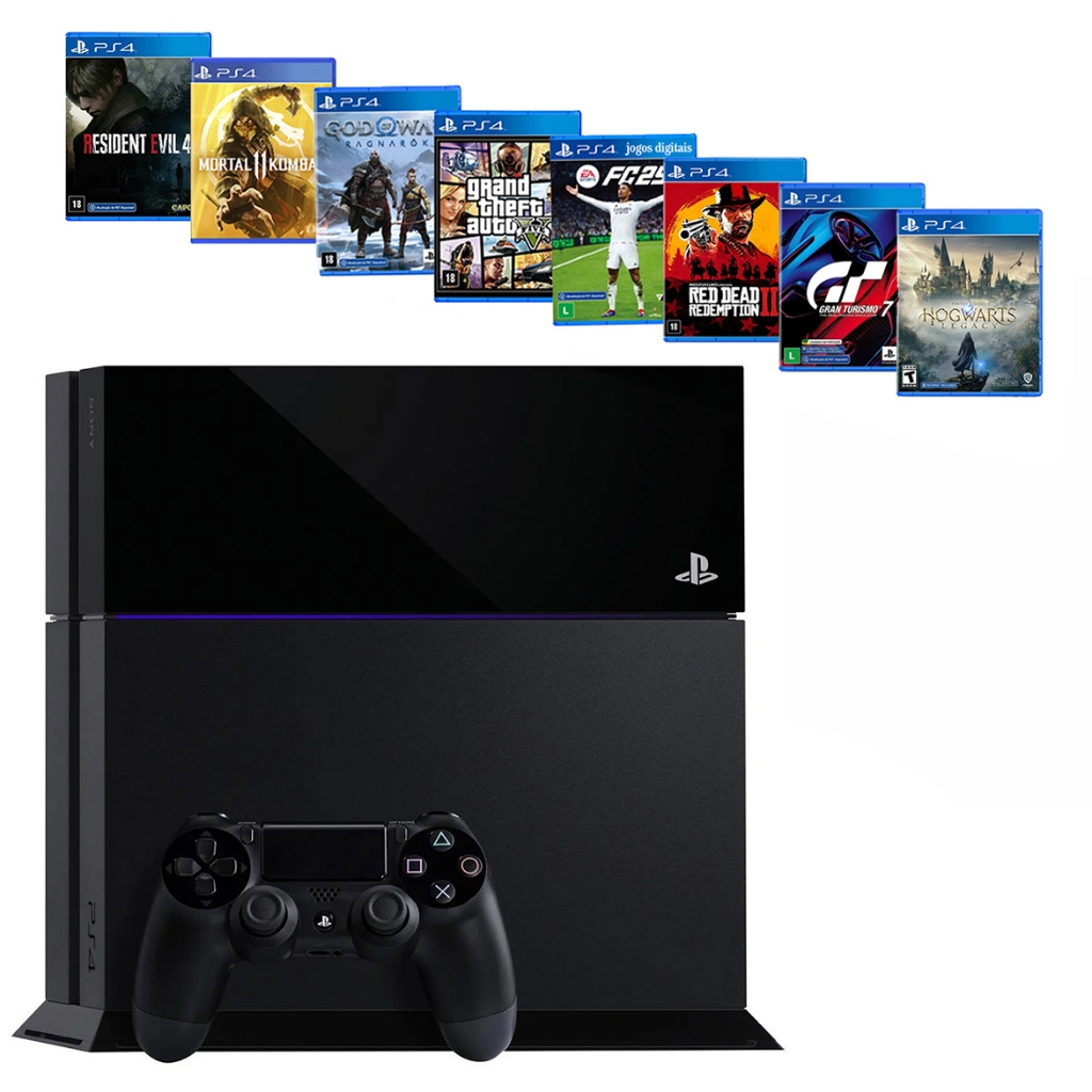 Sony Playstation 4 1000 gb Ps4 + Ea Fc Fifa 25 + God Raganarok + Gta 5 + Mkt 11