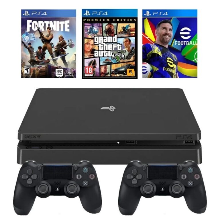 PS4 Slim 500GB/1TB + Controles + Jogos Aleatórios