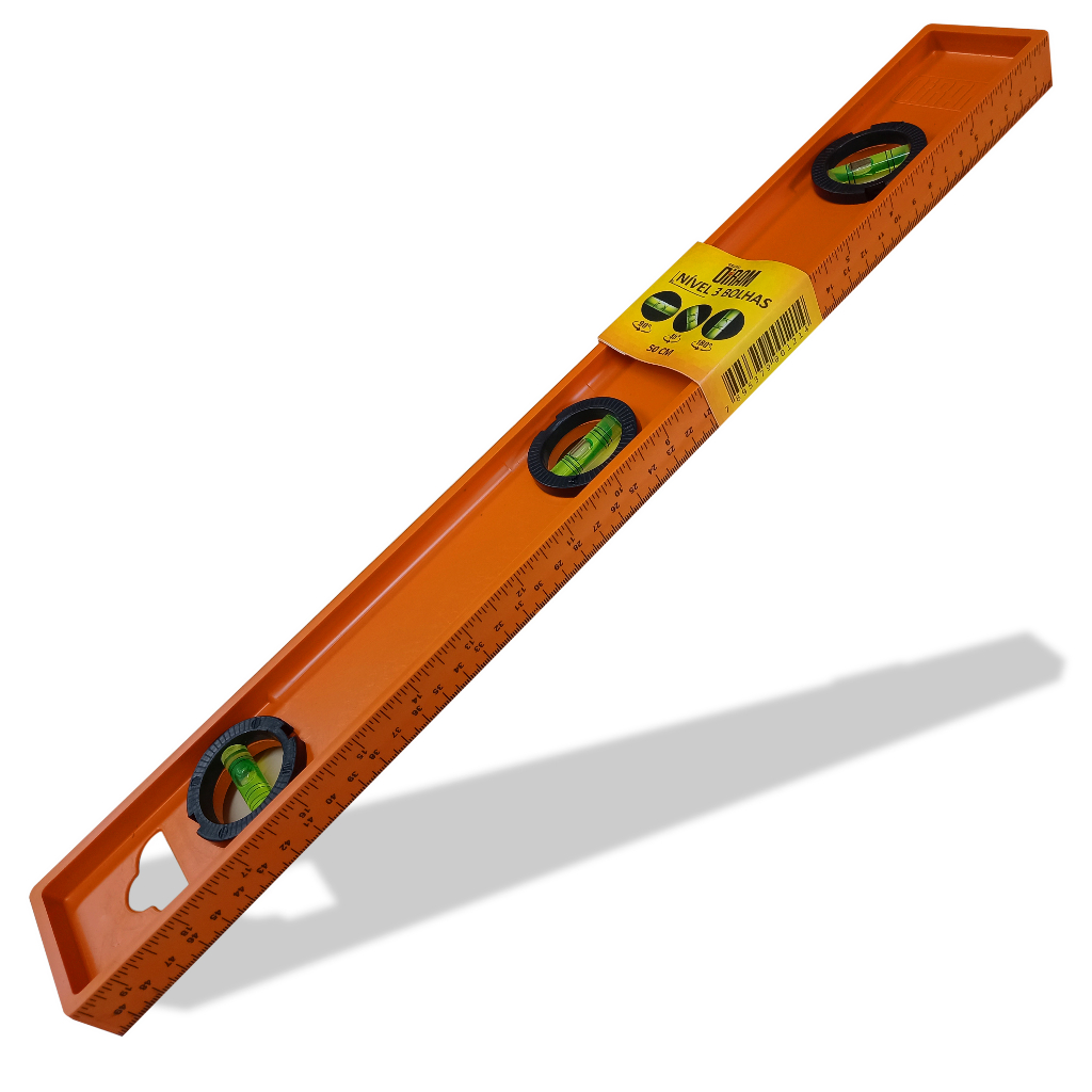 01 Nível De Mão 3 Bolhas 50cm Régua Profissional – Laranja