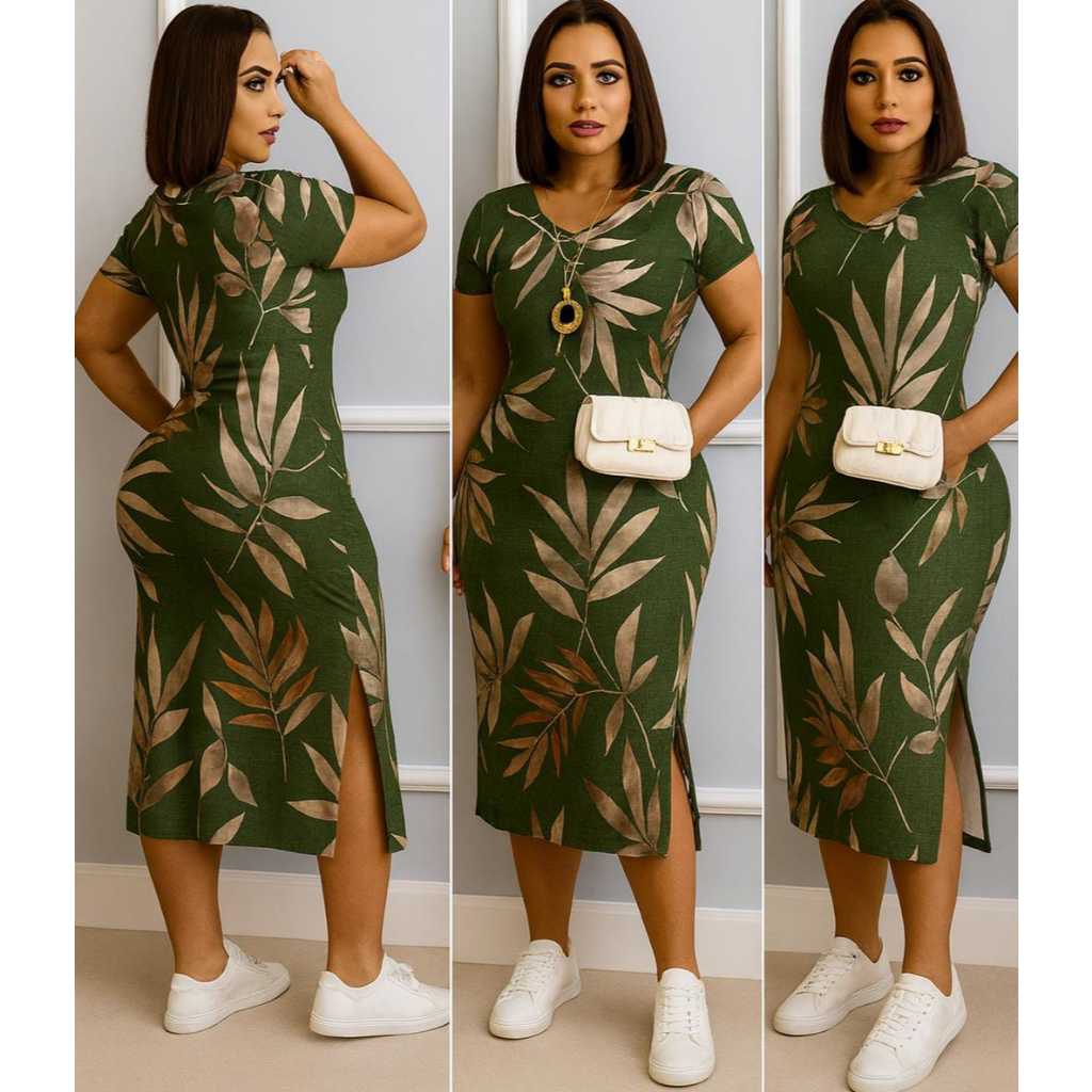 Vestido  Envio Rápido casual mais vendidos  fenda lateral MIDI de bolso  moda feminina  verão  festa