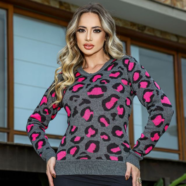 Blusa de Frio Feminina Casual em Tricot Confortáv