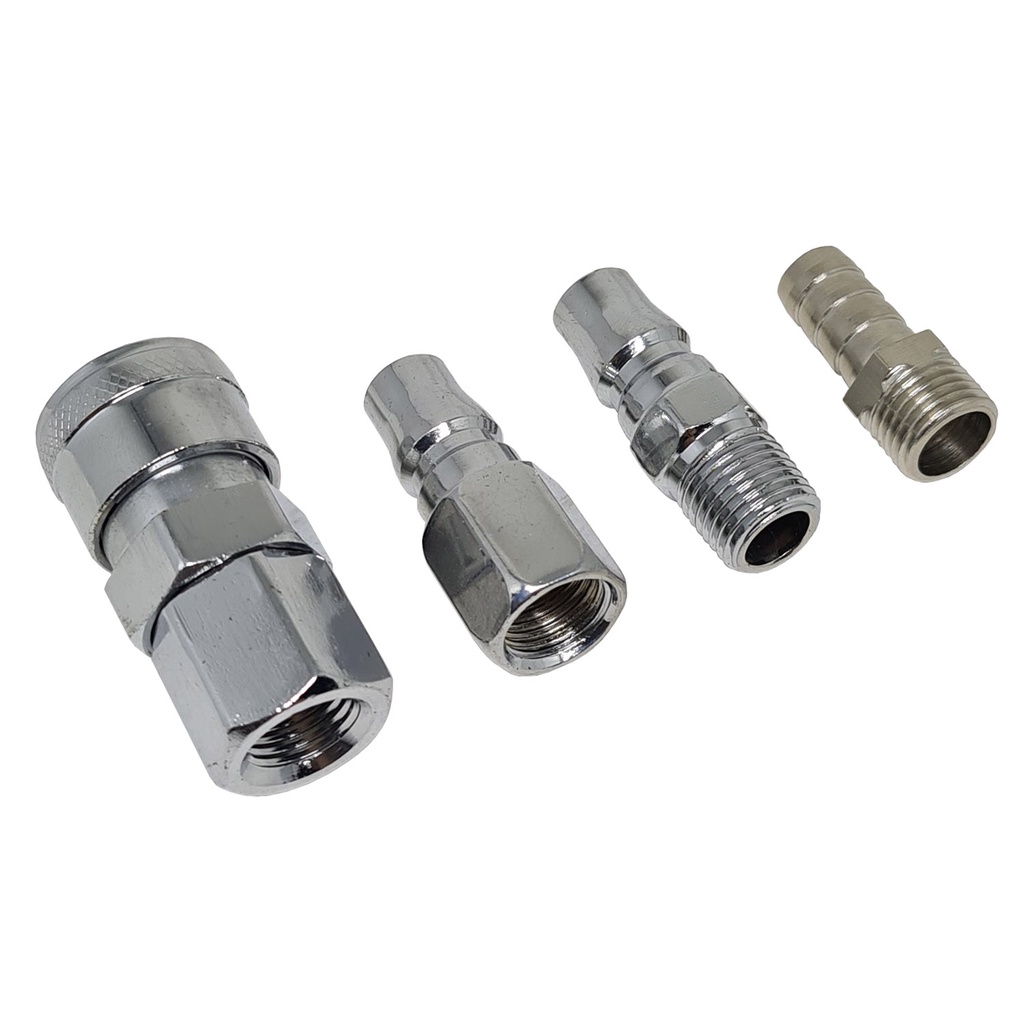 Jogo Kit Conectores Engate Rápido Pneumático Compressor 4 Peças 1/4