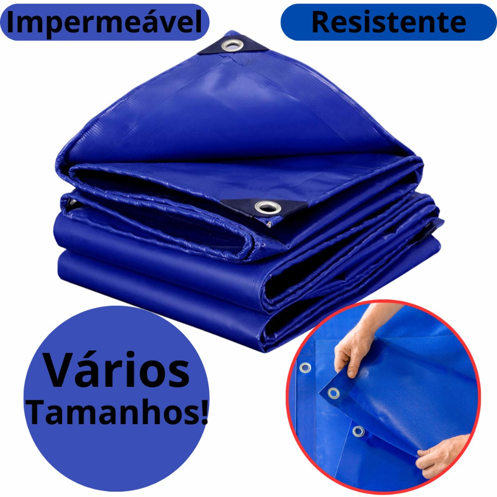Lona de Polietileno 2X2 até 5×4 Azul Vários Tamanhos – Resistência Impermeável Telhados Camping