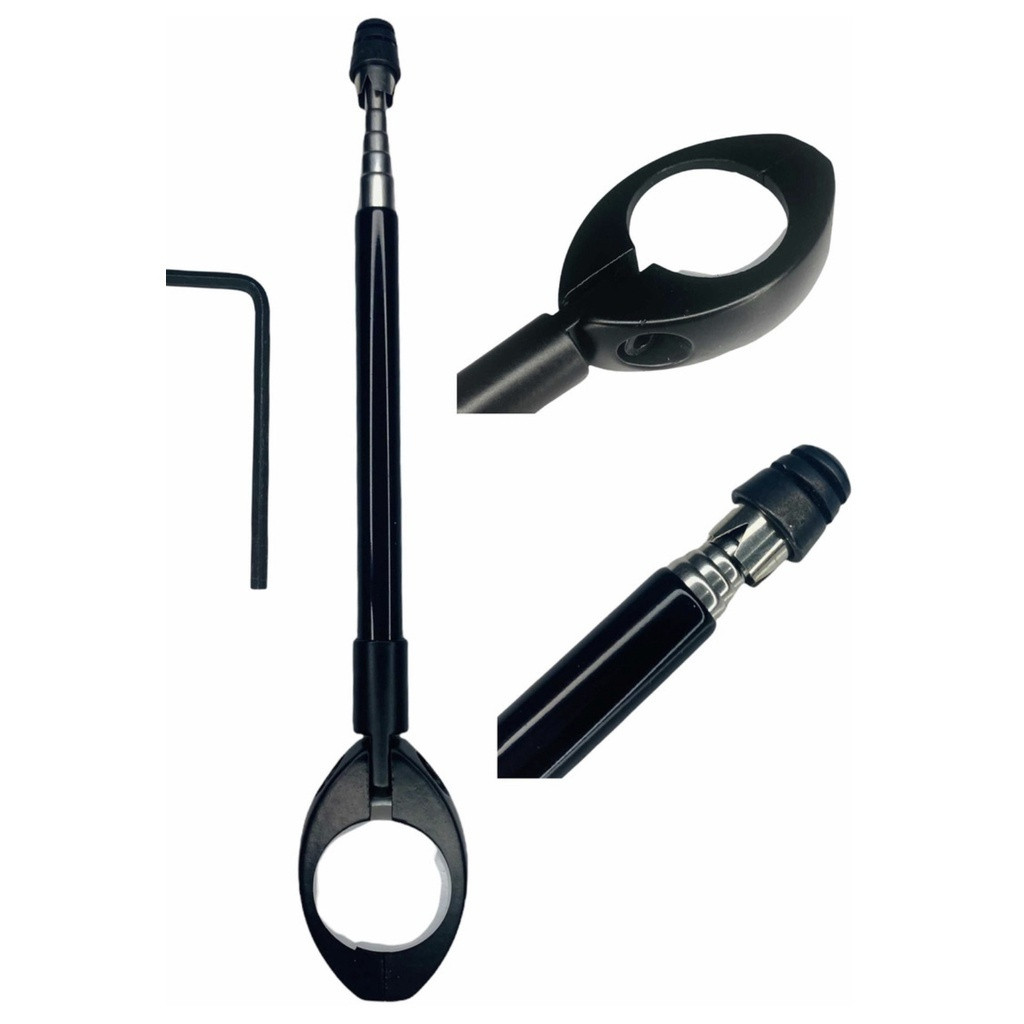 Antena Corta Pipa Moto Retrátil 7 Estágios Guidão Aço Inox Preta Anti Cerol