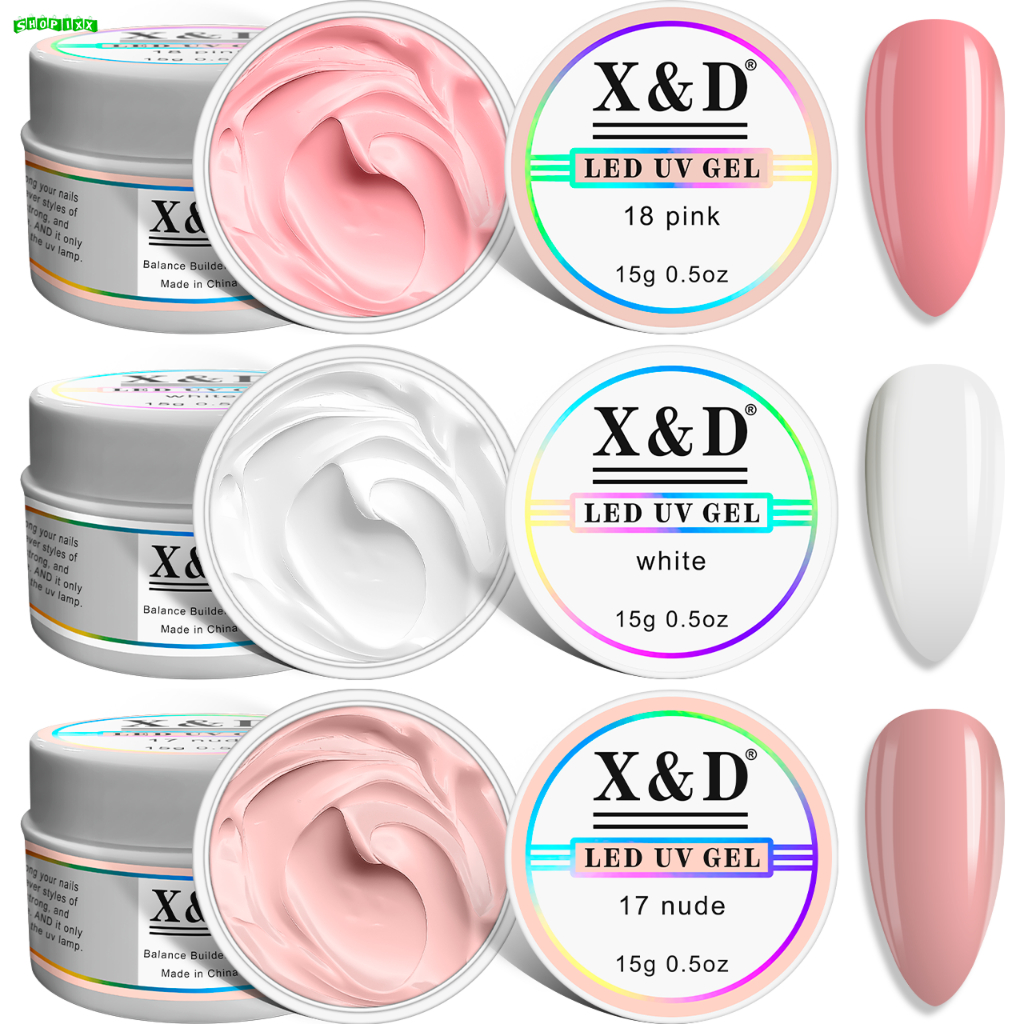 Kit 3 Gel 15g Fan Nails Para Unhas Gel fibra XED XD Profissional Alongamento De Unha