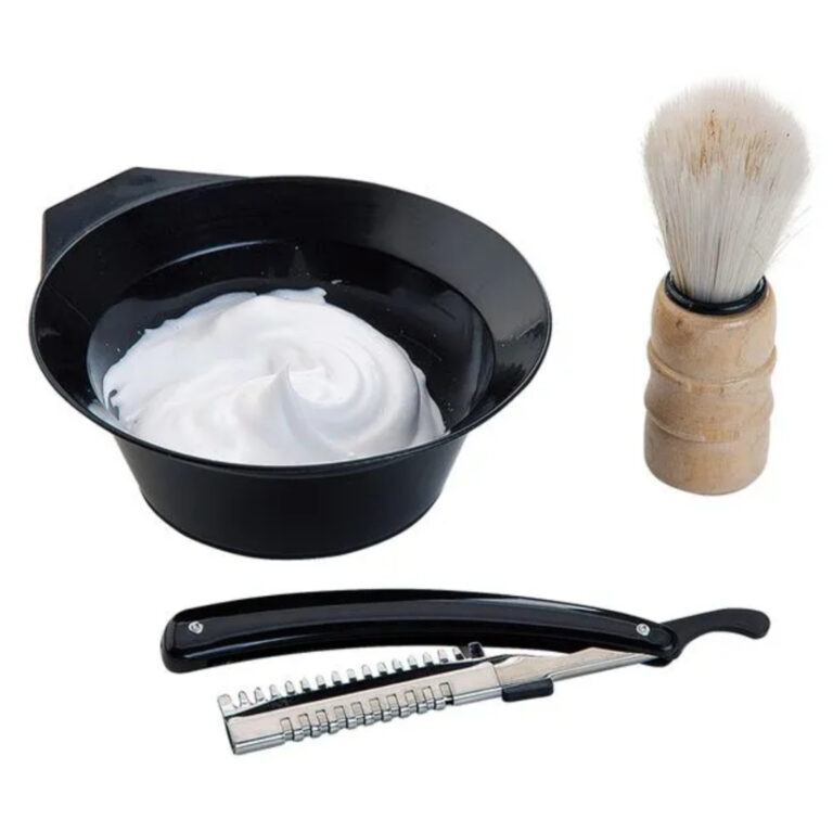 Kit Para Barbear com Pote, Pincel e Navalheira