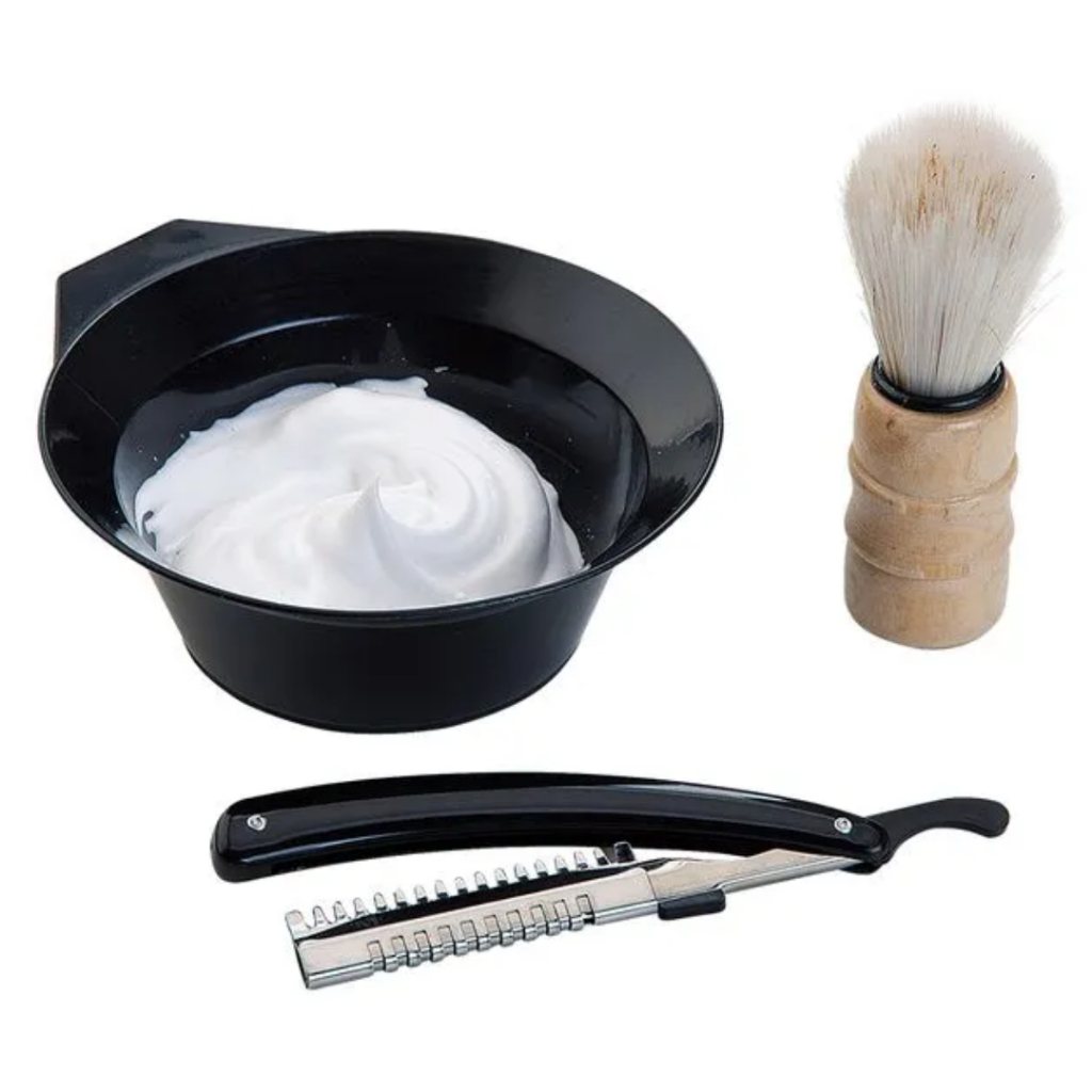 Kit Para Barbear com Pote, Pincel e Navalheira