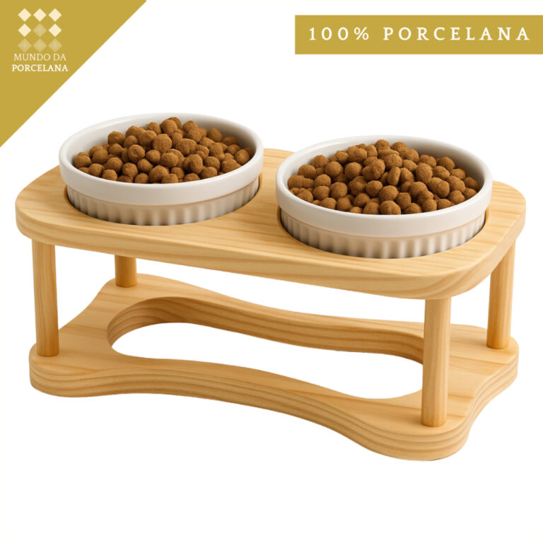Comedouro Bebedouro Duplo Elevado Para Caes Cachor