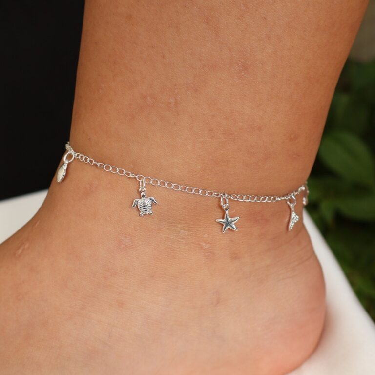 Tornozeleira Frutos do Mar Banhada a Prata 925