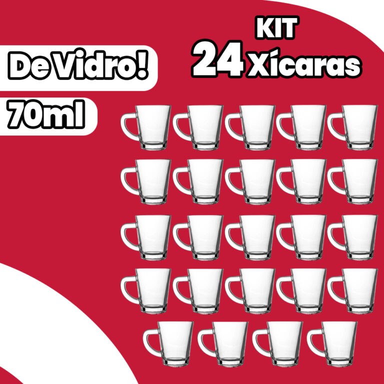 Kit 24 Xícaras de Vidro Café ou Chá 70ML Premiu