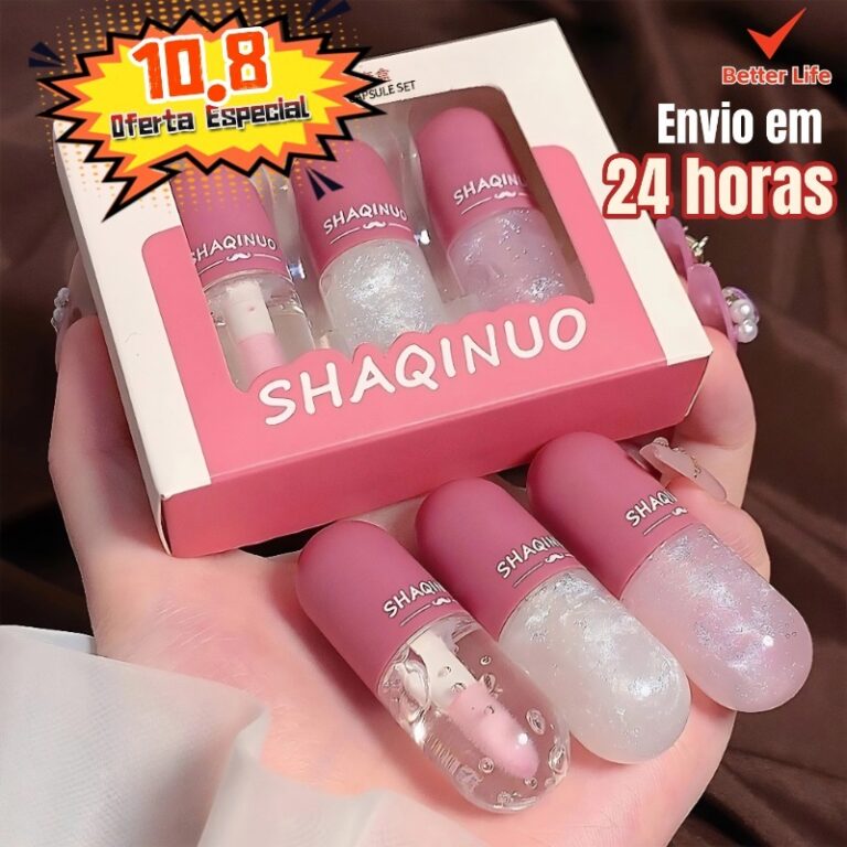 Kit de Brilho Labial Water Gloss 3 Peças Hidratan