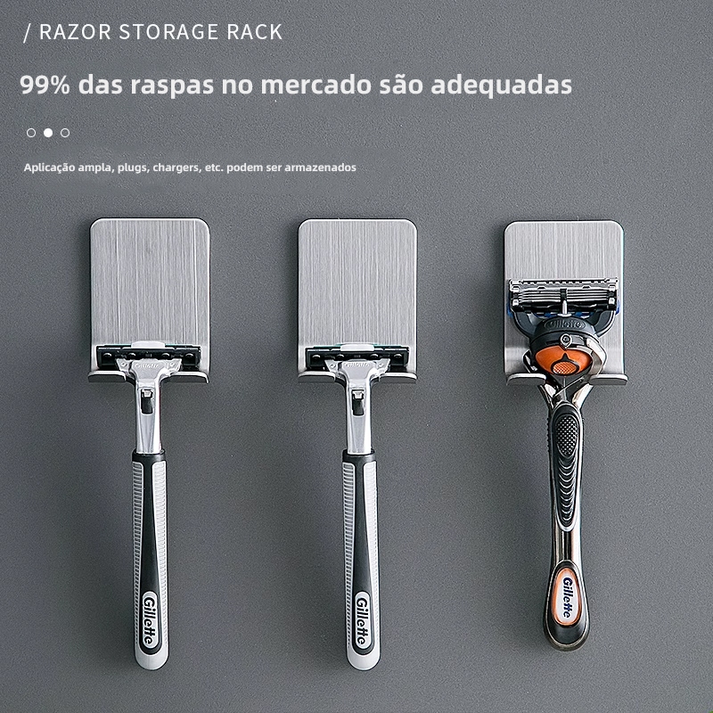 Suporte Para AParelho De Barbear Lamina Gillette Gilete Prestobarba Em Aço Inox Fita 3M
