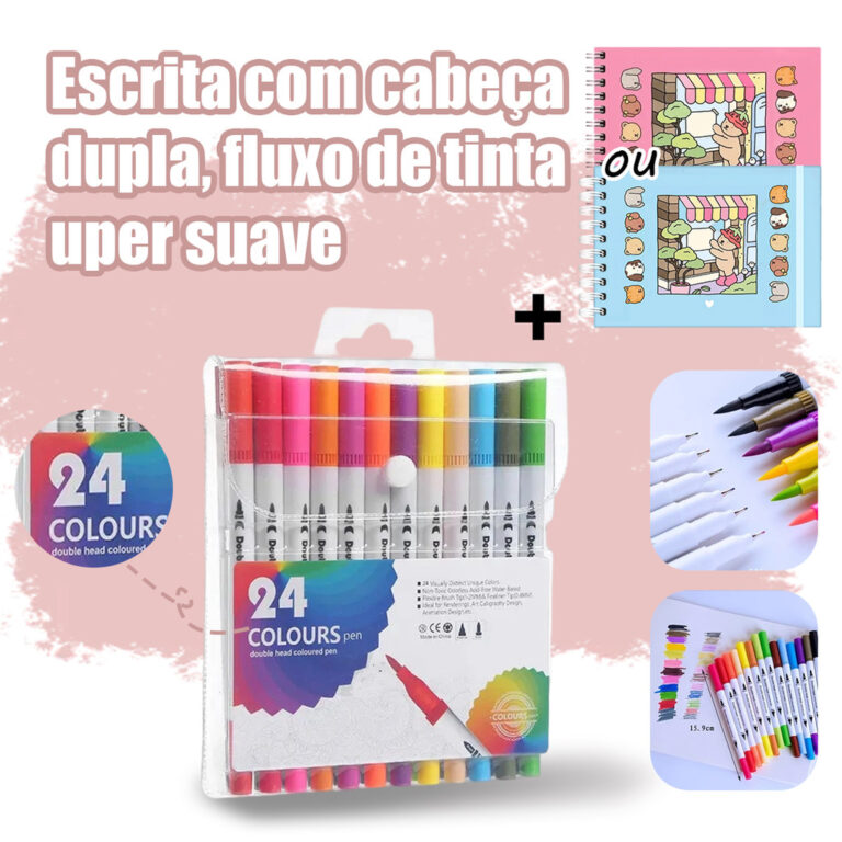 Livro De Colorir  Capa Dura 50 Páginas + Canetinh